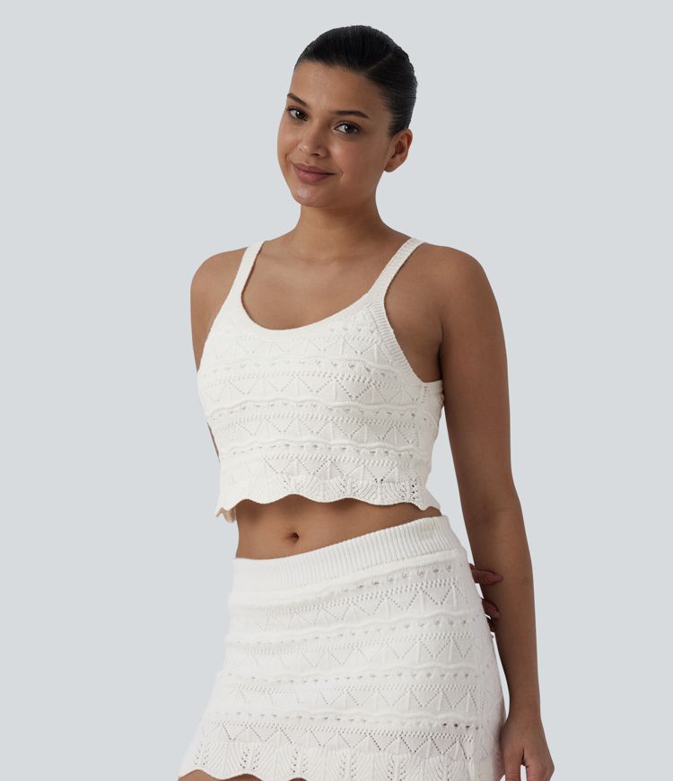 Round Neck Cropped Sweater Vest