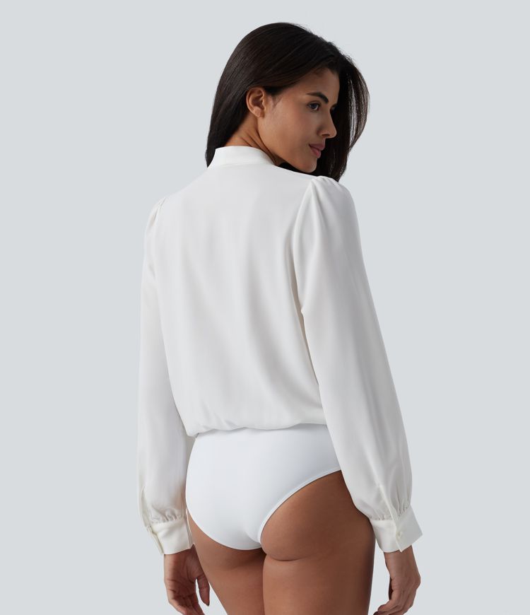Crossover Long Sleeve Work Bodysuit