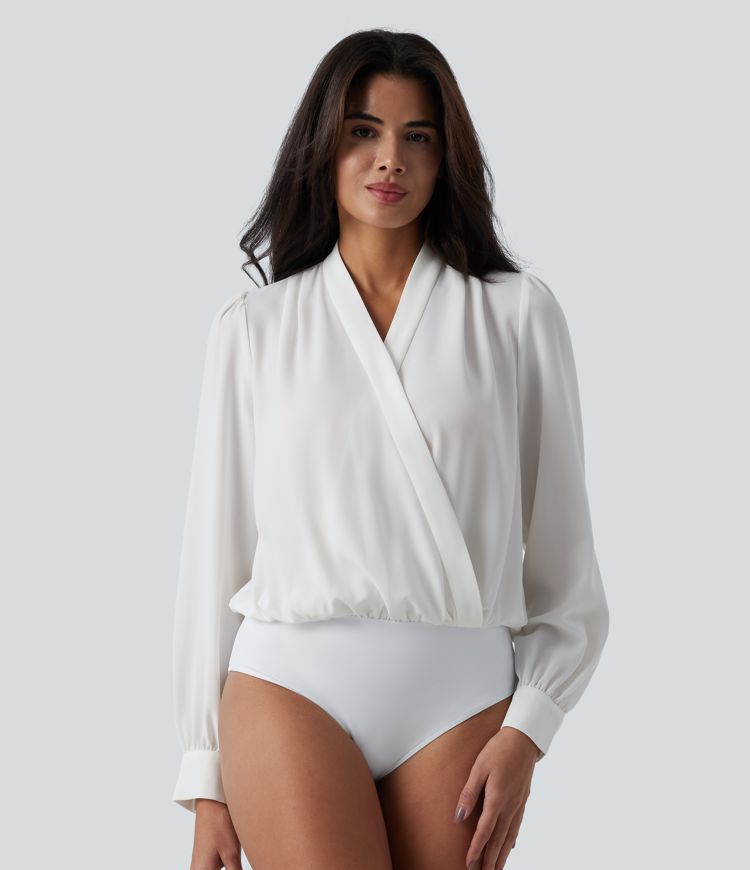 Crossover Long Sleeve Work Bodysuit