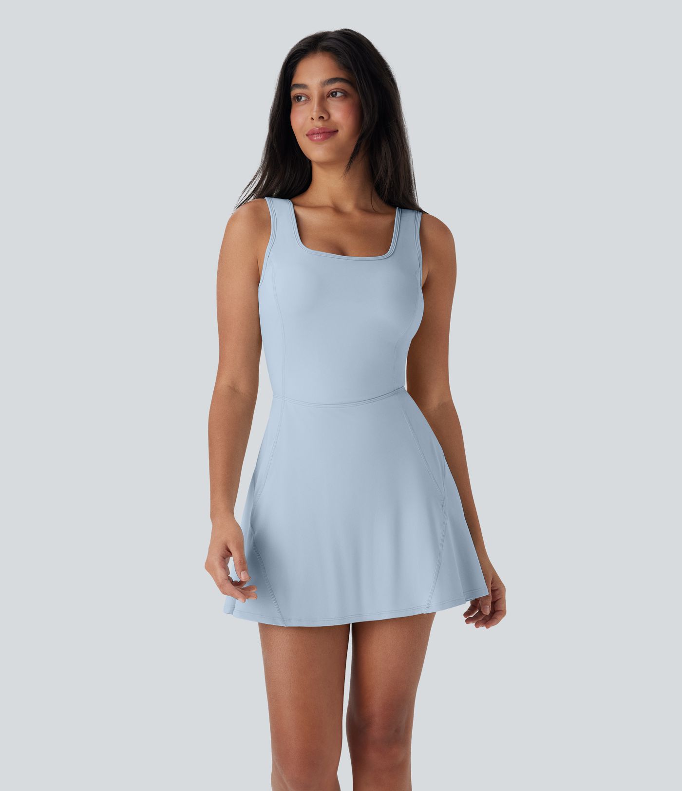Softlyzero™ Airy Backless Crisscross U Neck 2-in-1 Side Pocket Mini Cool Touch Dance Active Dress-Easy Peezy