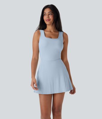 Softlyzero™ Airy Backless Crisscross U Neck 2-in-1 Side Pocket Mini Cool Touch Dance Active Dress-Easy Peezy