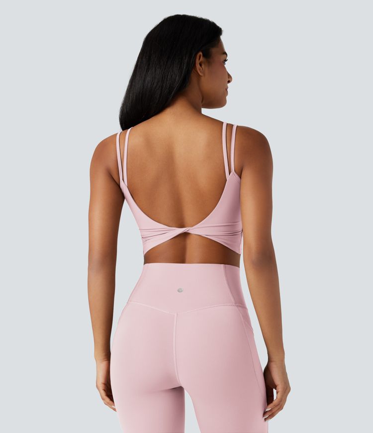 Halara UltraSculpt™ Double Straps Twisted Backless Cropped Yoga Tank Top