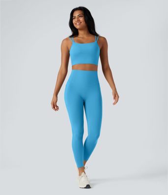Halara UltraSculpt™ Double Straps Twisted Backless Cropped Yoga Tank Top