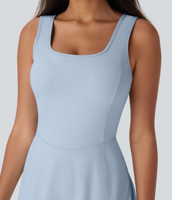 Softlyzero™ Airy Backless Crisscross U Neck 2-in-1 Side Pocket Mini Cool Touch Dance Active Dress-Easy Peezy