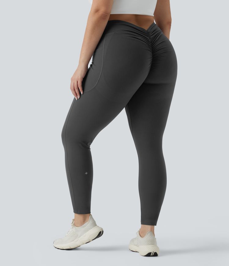 Plus Size Halara UltraSculpt™ High Waisted Tummy Control Butt Lifting Ruched Yoga Leggings with Pockets