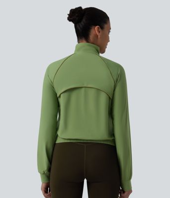 Breezeful™ Long Sleeve Zipper Elastic Hem Quick Dry Workout Jacket with Pockets