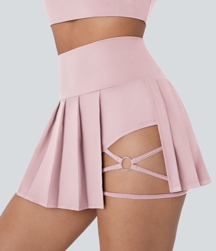 Jupe-short de danse mini Breezeful™ à taille haute, plissée, 2-en-1, avec poches latérales et arrière, ourlet asymétrique et séchage rapide