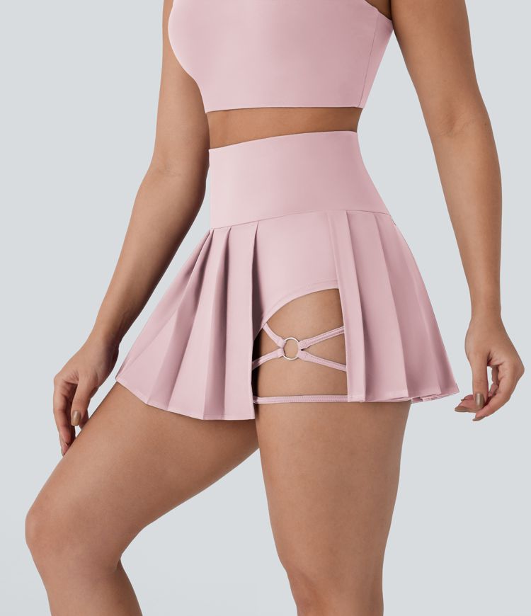 Jupe-short de danse mini Breezeful™ à taille haute, plissée, 2-en-1, avec poches latérales et arrière, ourlet asymétrique et séchage rapide
