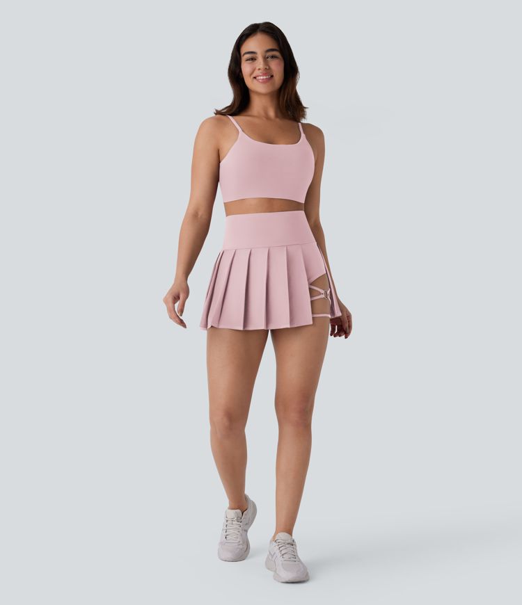 Jupe-short de danse mini Breezeful™ à taille haute, plissée, 2-en-1, avec poches latérales et arrière, ourlet asymétrique et séchage rapide