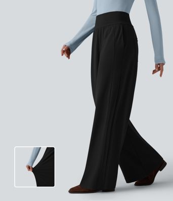 High Waisted Wide Leg Casual Pants with Pockets