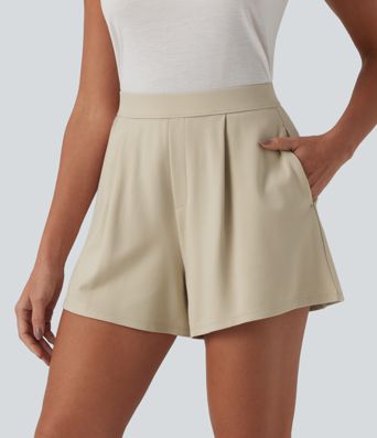 High Waisted Casual Shorts with Pockets