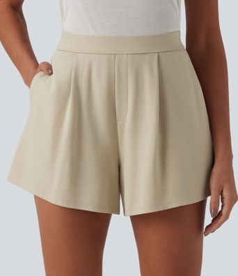 High Waisted Casual Shorts with Pockets
