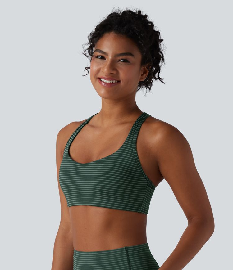 Medium Support Racerback Stripes Training Sports Bra