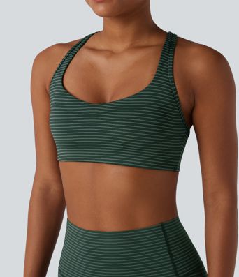 Medium Support Racerback Stripes Training Sports Bra