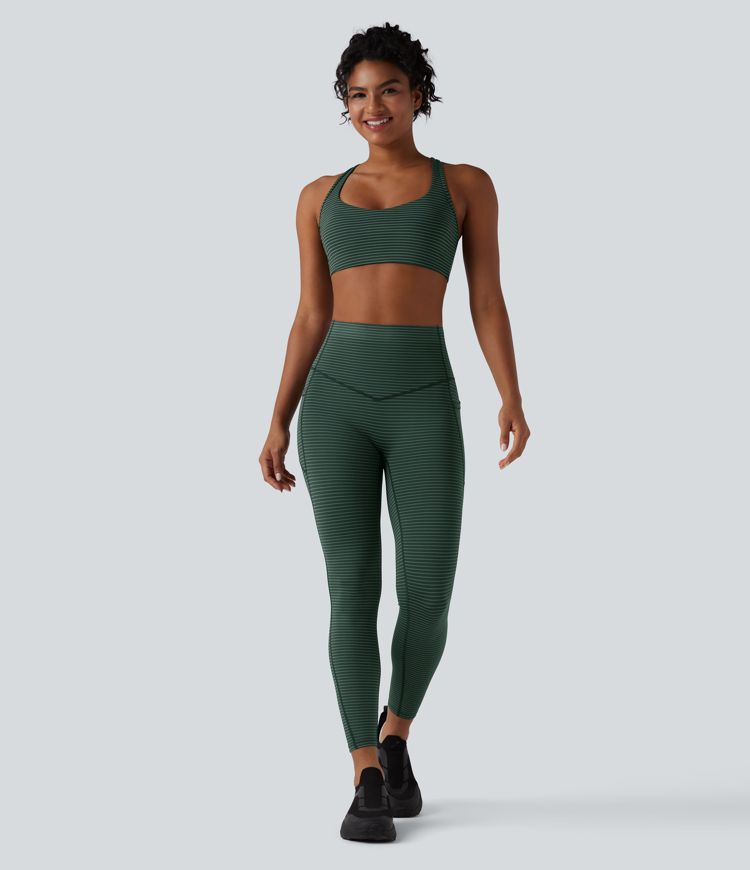 Medium Support Racerback Stripes Training Sports Bra