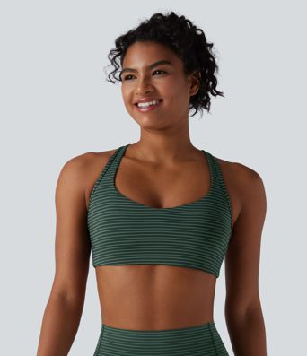 Medium Support Racerback Stripes Training Sports Bra