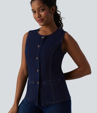 Débardeur denim Halara Flex™ col rond