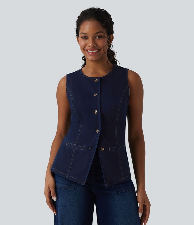 Débardeur denim Halara Flex™ col rond