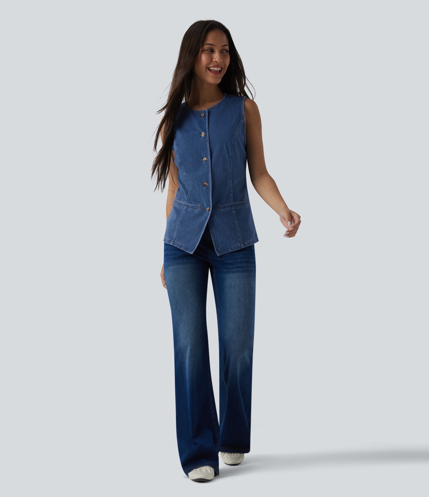 Débardeur denim Halara Flex™ col rond