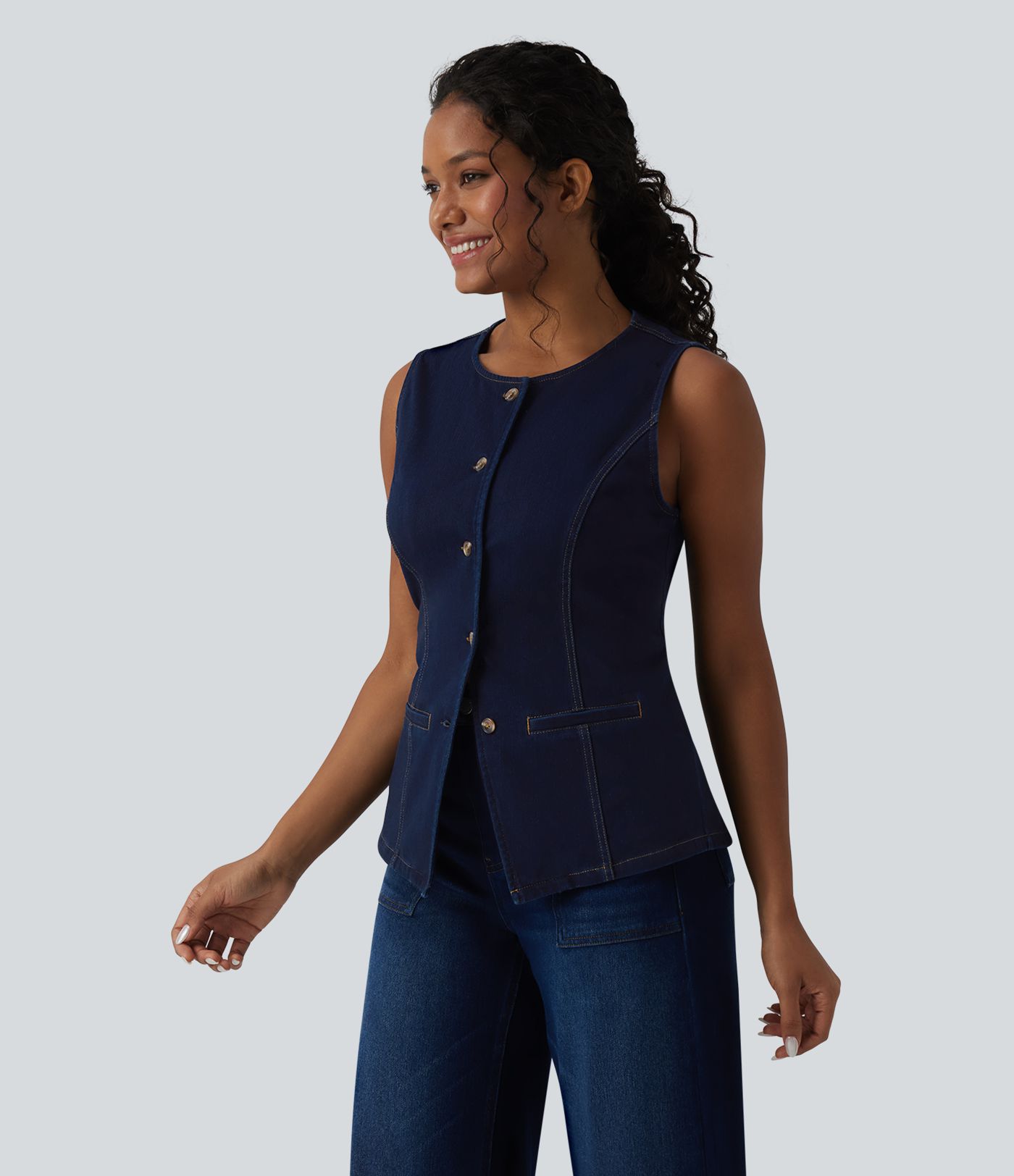 Débardeur denim Halara Flex™ col rond