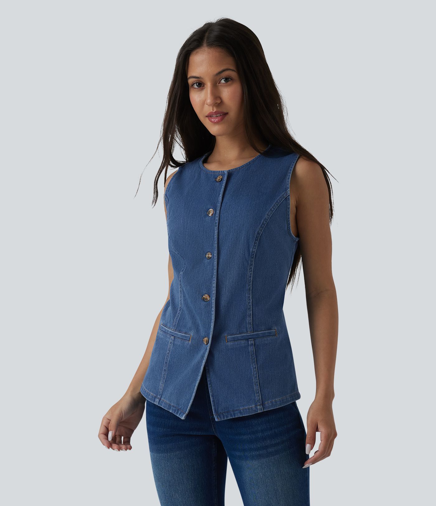 Débardeur denim Halara Flex™ col rond