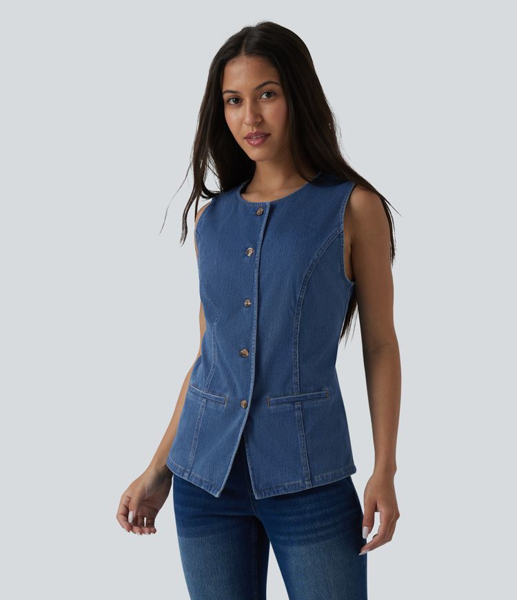 Débardeur denim Halara Flex™ col rond