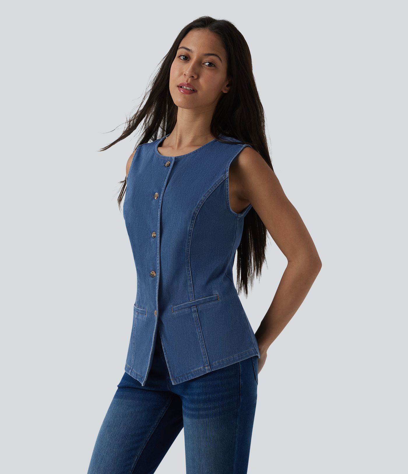 Débardeur denim Halara Flex™ col rond