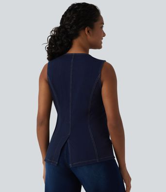 Débardeur denim Halara Flex™ col rond