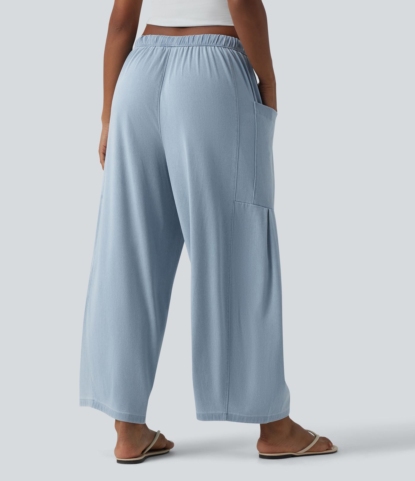 Halara Flex™ Mid Rise Drawstring Wide Leg Casual Jeans with Pockets