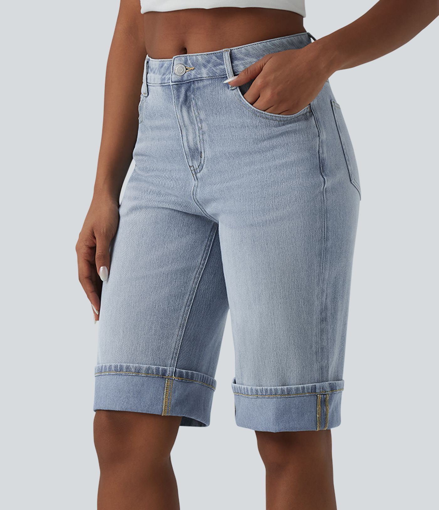 Halara Flex™ Mid Rise Denim Casual Shorts with Pockets