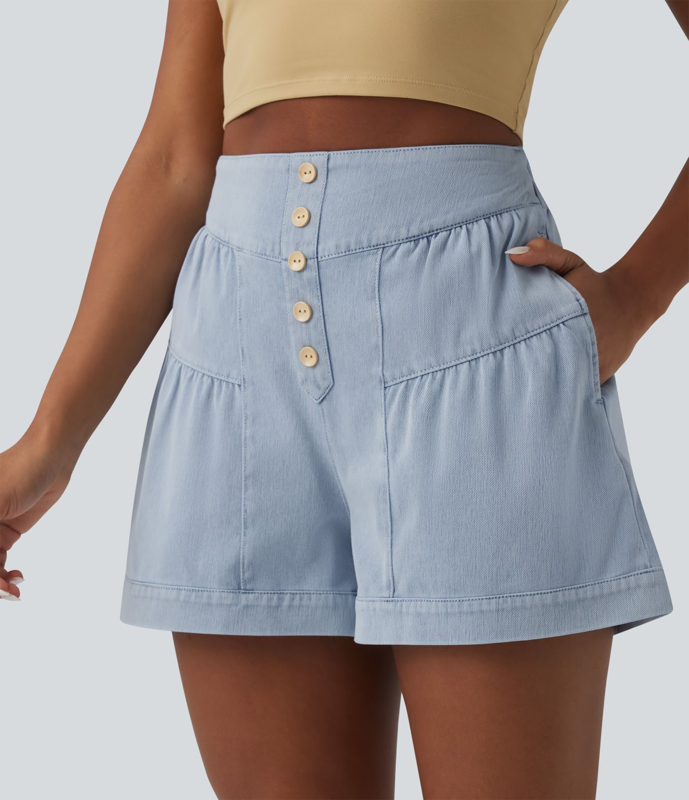 Short tailleur Halara Flex™ denim casual taille haute 7,5 cm avec poches
