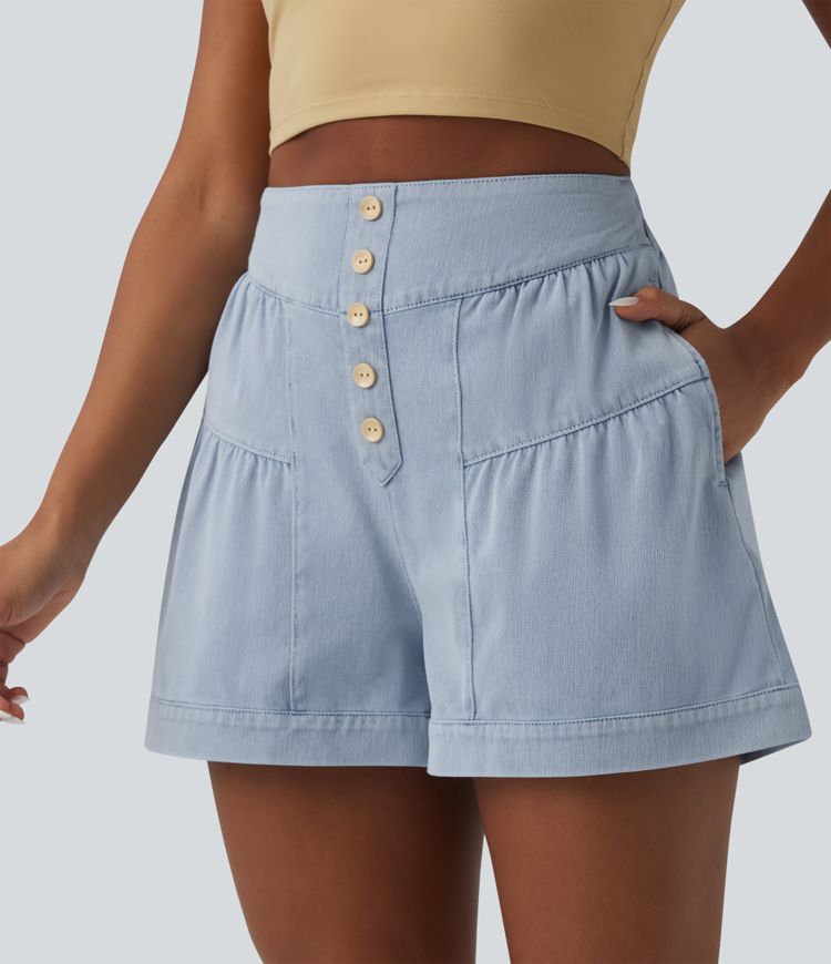 Short tailleur Halara Flex™ denim casual taille haute 7,5 cm avec poches