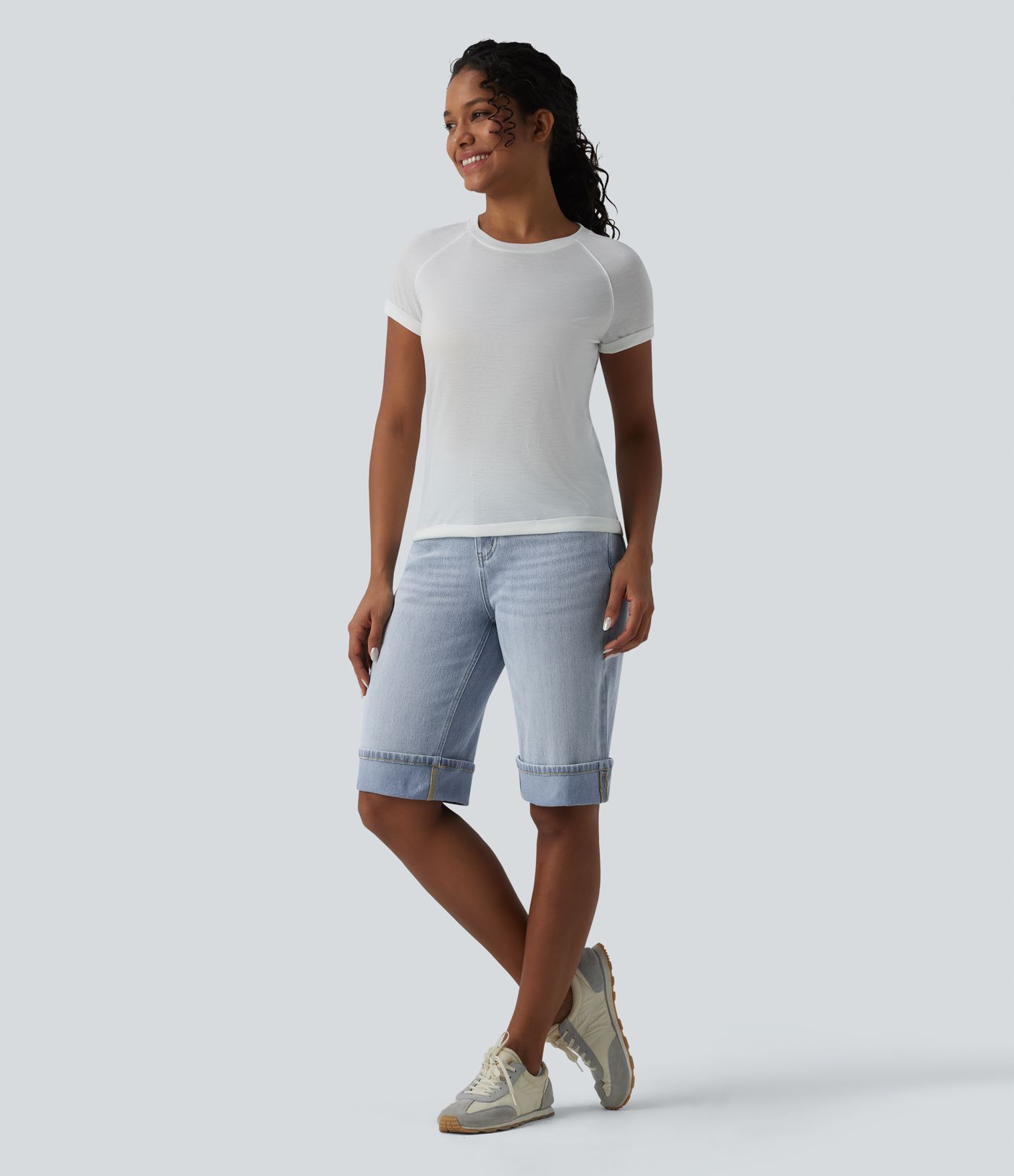 Halara Flex™ Mid Rise Denim Casual Shorts with Pockets