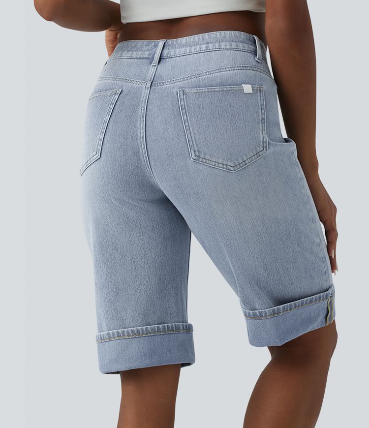Halara Flex™ Mid Rise Denim Casual Shorts with Pockets