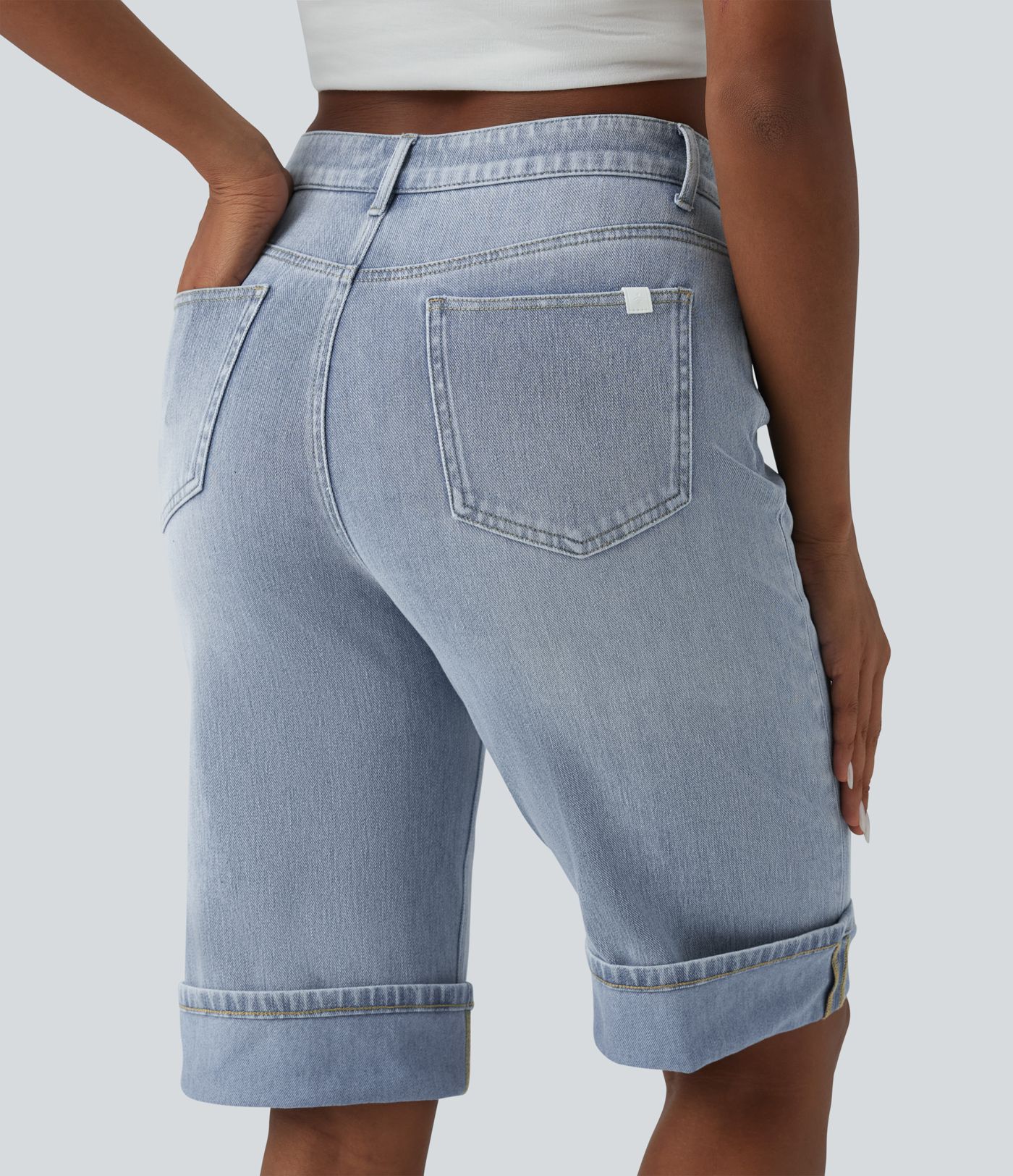 Halara Flex™ Mid Rise Denim Casual Shorts with Pockets