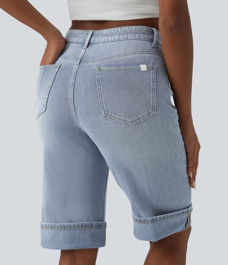 Halara Flex™ Mid Rise Denim Casual Shorts with Pockets