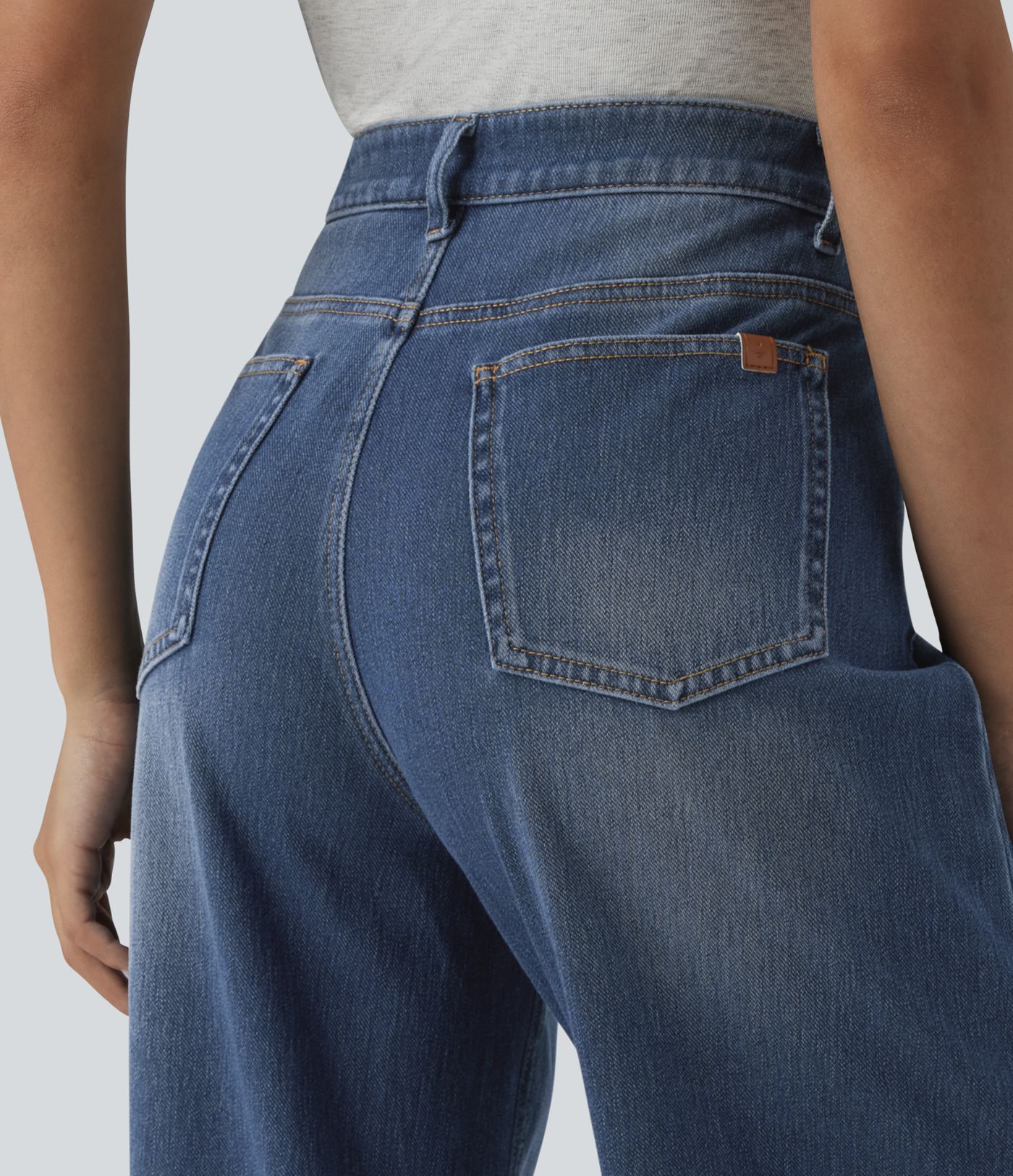 Halara Flex™ High Waisted Wide Leg Washed Casual Jeans with Pockets