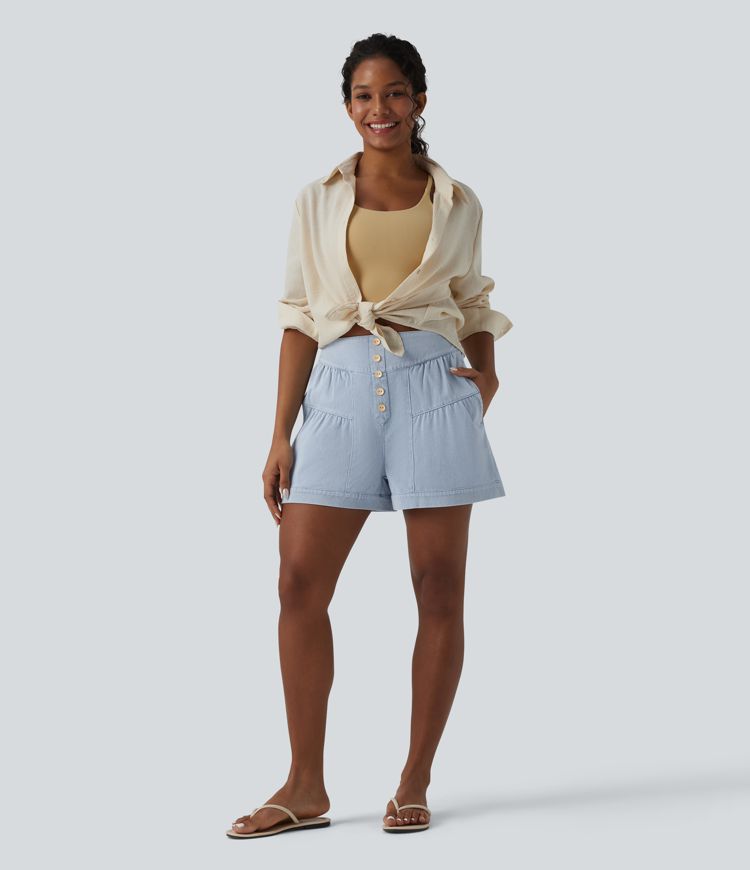 Short tailleur Halara Flex™ denim casual taille haute 7,5 cm avec poches