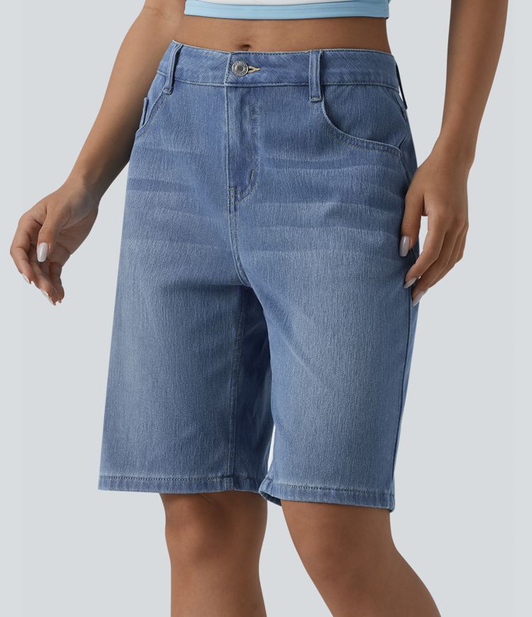 Halara Flex™ Bermuda en denim taille mi-haute avec poches