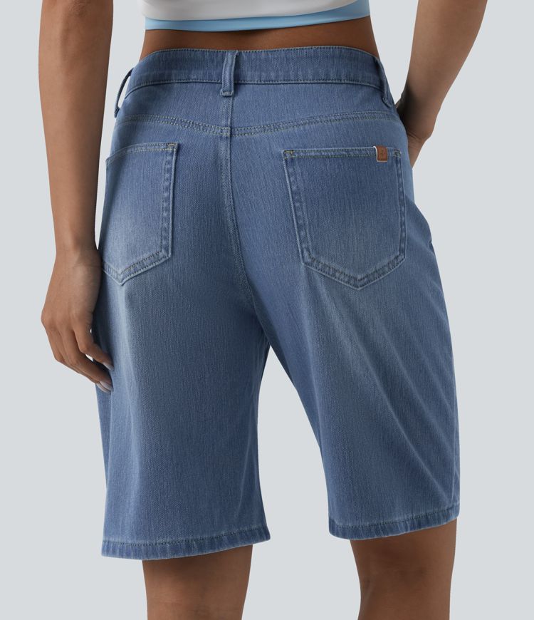 Halara Flex™ Bermuda en denim taille mi-haute avec poches