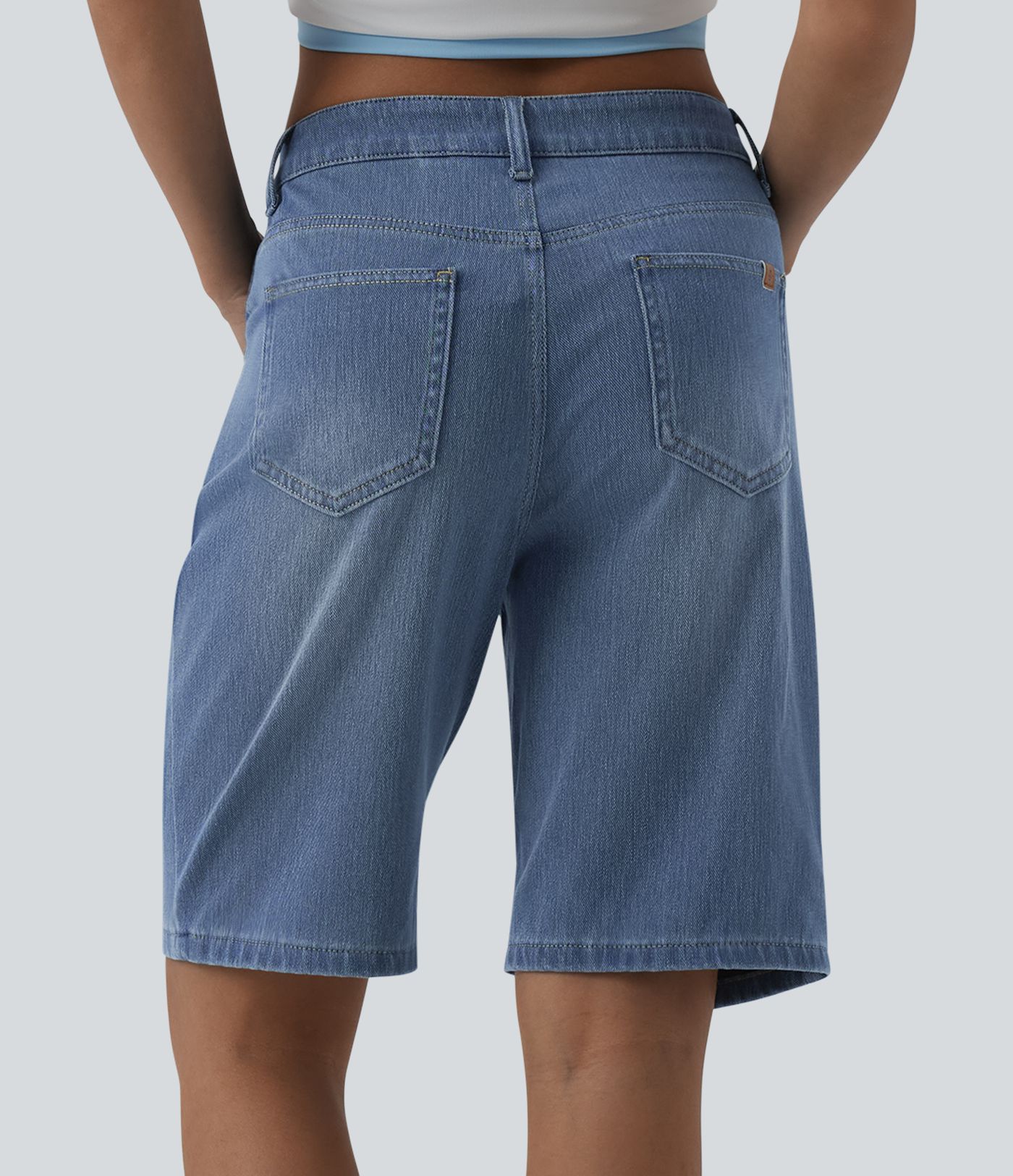 Halara Flex™ Bermuda en denim taille mi-haute avec poches