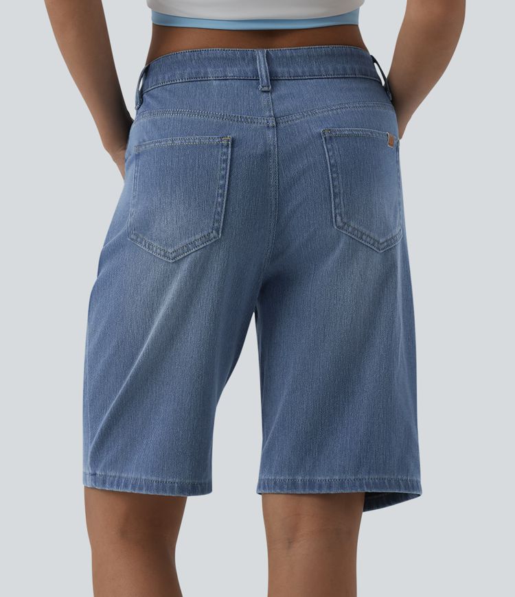 Halara Flex™ Bermuda en denim taille mi-haute avec poches