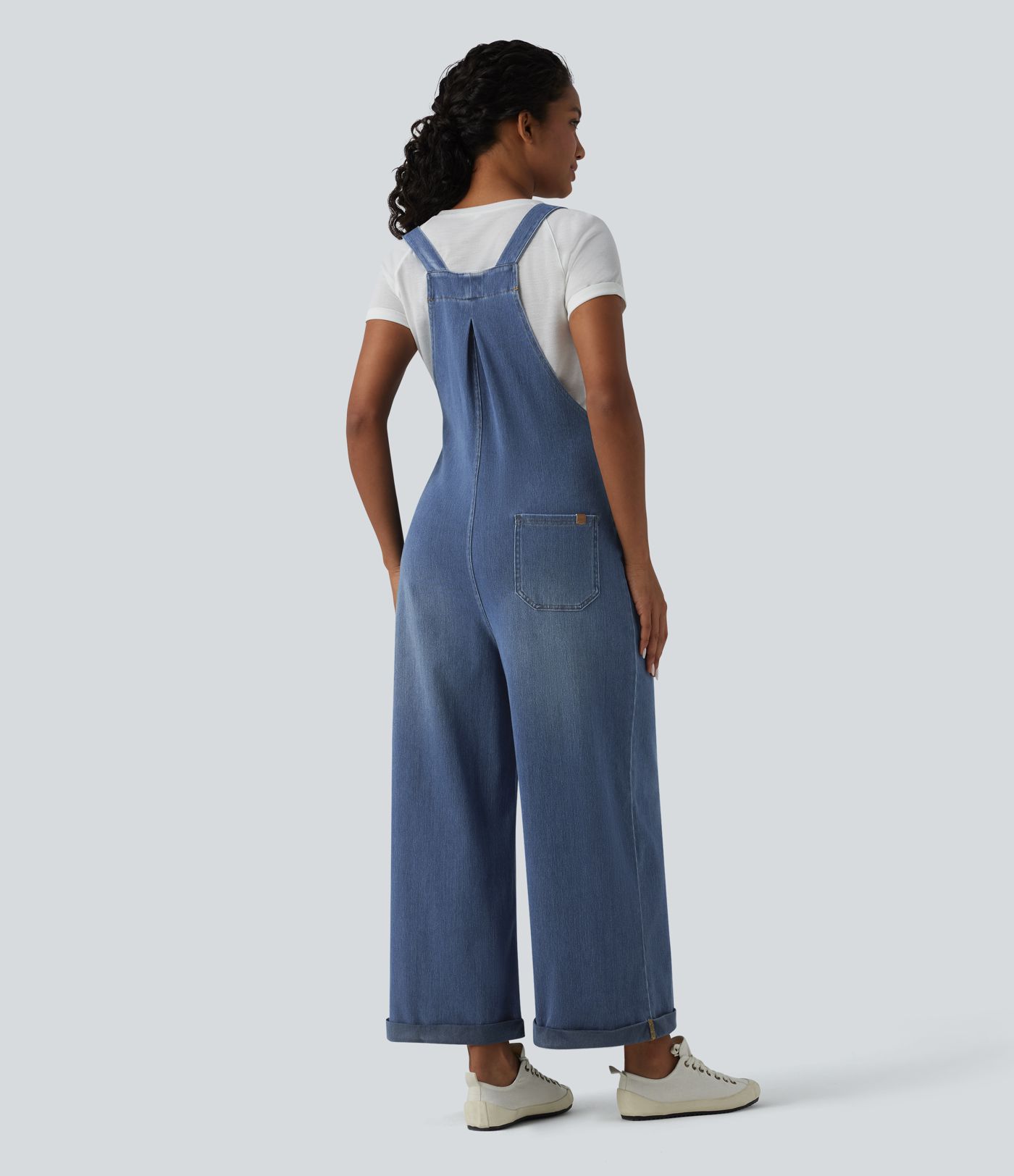 Halara Flex™ - Lässige Latzhose aus Denim mit mehreren Taschen und weitem Bein