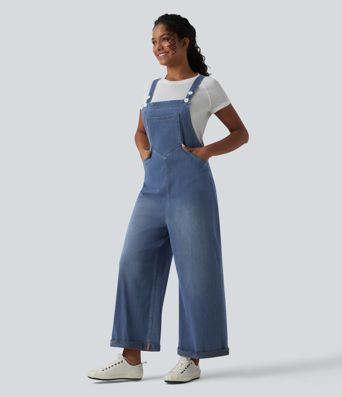 Halara Flex™ - Lässige Latzhose aus Denim mit mehreren Taschen und weitem Bein