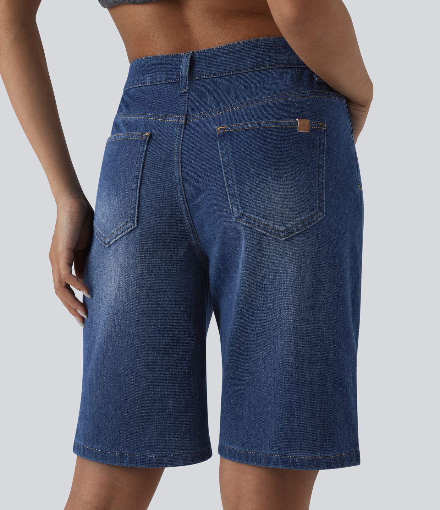 Halara Flex™ Mid Rise Denim Casual Bermuda Shorts with Pockets