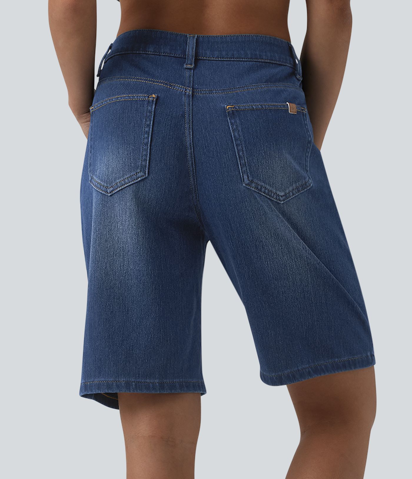 Halara Flex™ Mid Rise Denim Casual Bermuda Shorts with Pockets
