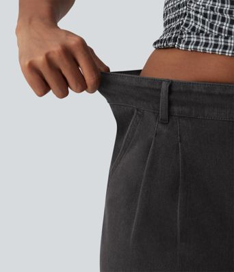 Halara Flex™ Mid Rise Rolled Hem Denim Casual Shorts with Pockets