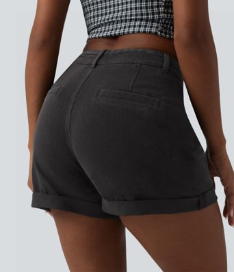 Halara Flex™ Mid Rise Rolled Hem Denim Casual Shorts with Pockets