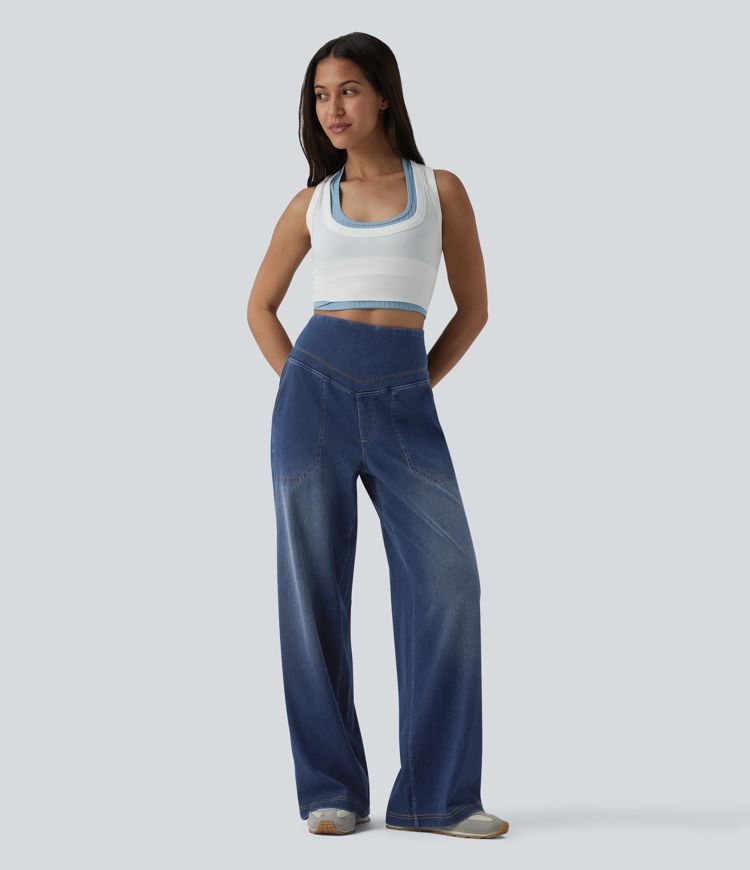 Halara Flex™ Baggy Jeans mit hohem Bund, Bauchkontrolle und Taschen