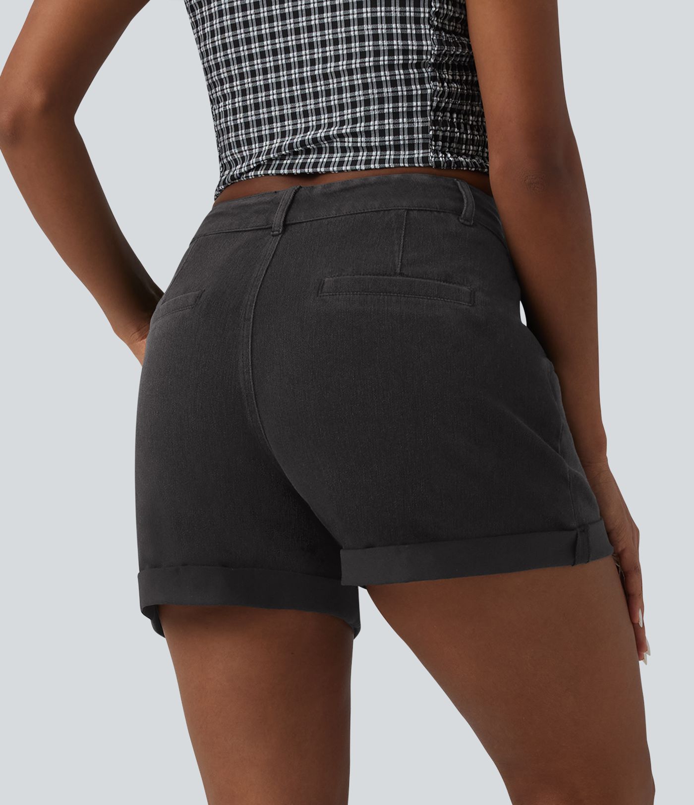 Halara Flex™ Mid Rise Rolled Hem Denim Casual Shorts with Pockets